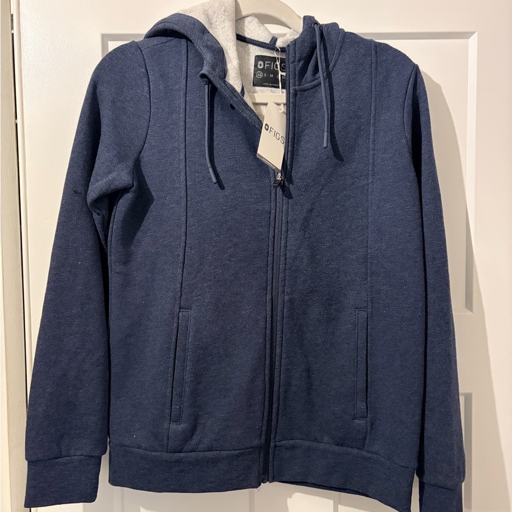 Figs Navy Blue Zip-Up Hoodie